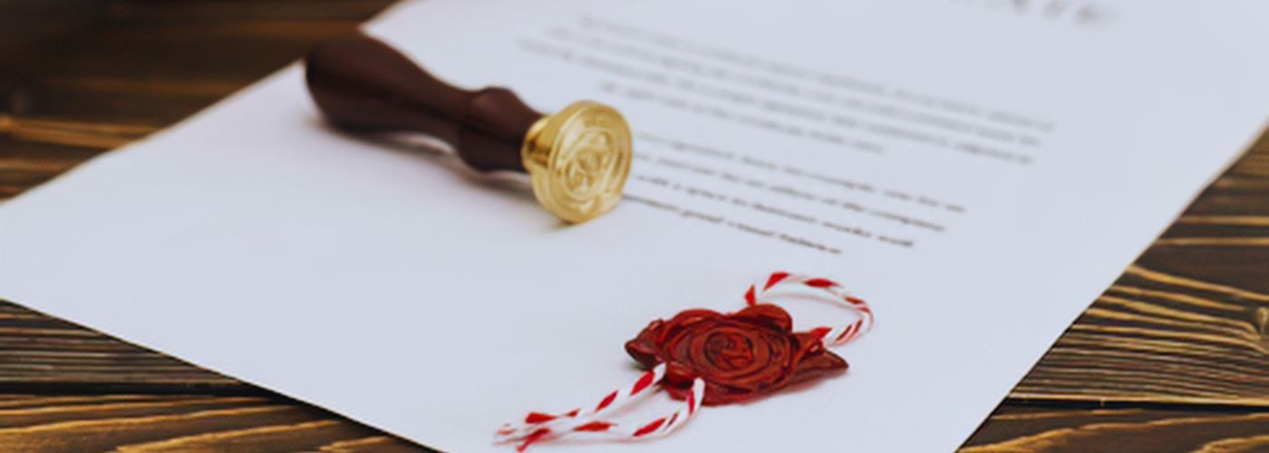 Official legal document with a seal representing a conditional royal pardon